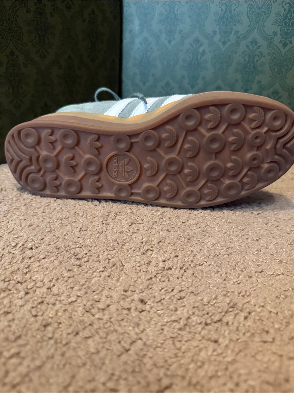adidas Gazelle Suede Sneakers in Sage and Gum - Picture 3 of 4